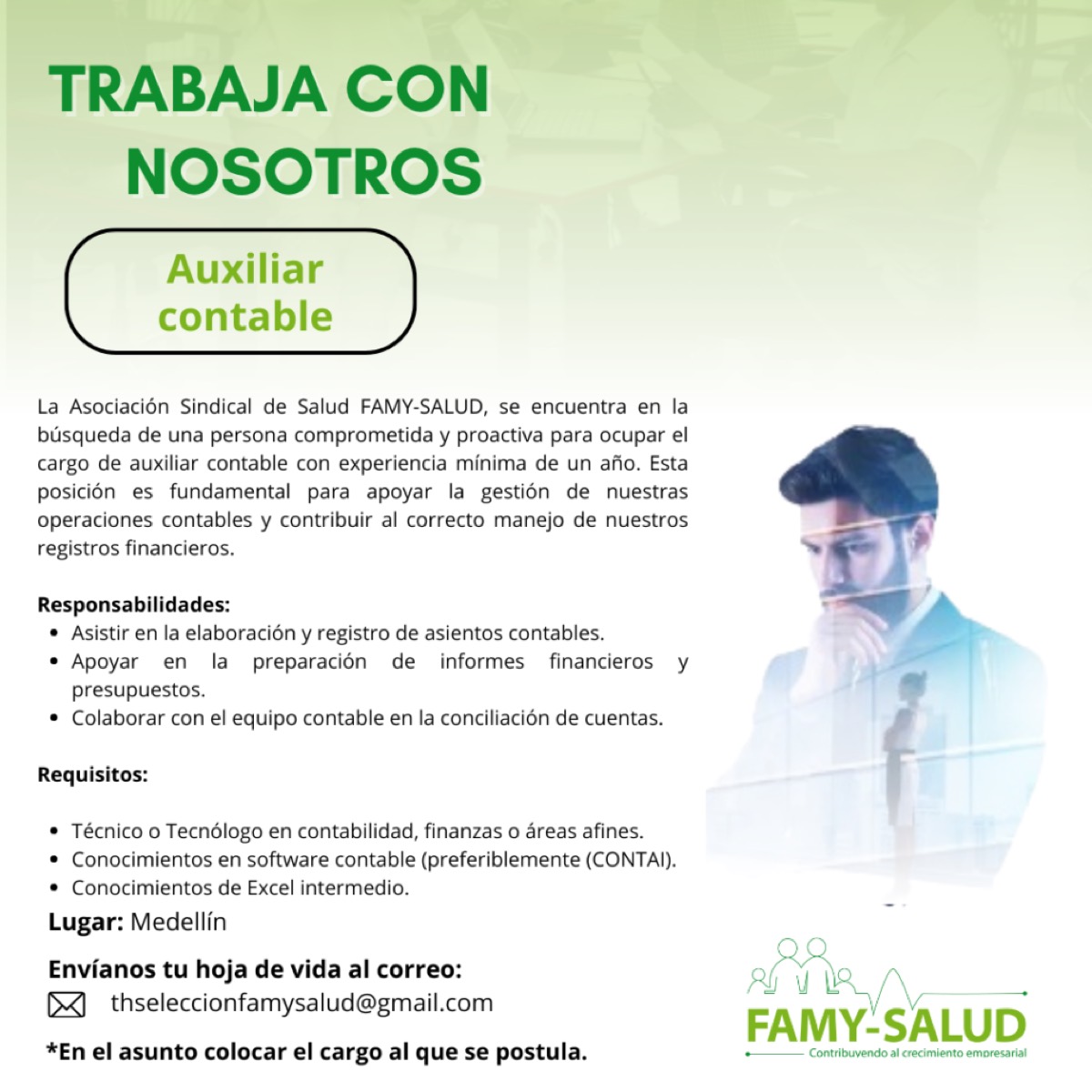 Imagen de la publicación: Convocatoria: Auxiliar contable